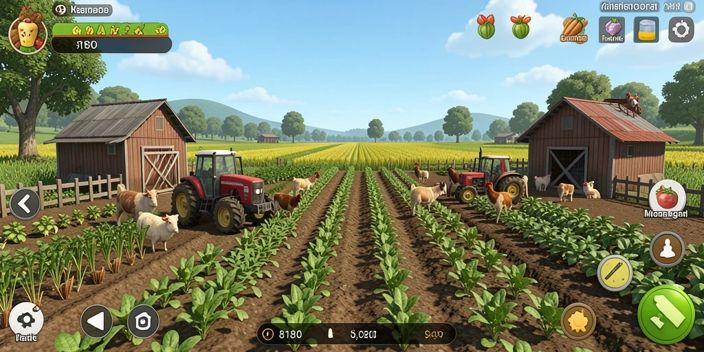 Tampilan gameplay 8180 dengan aktivitas bertani yang seru.