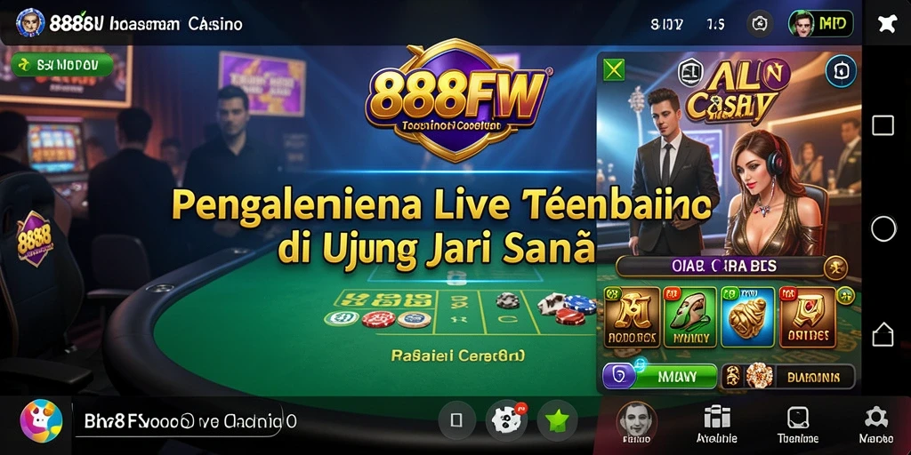 Screenshot gameplay Live Casino 888FW yang mendebarkan.