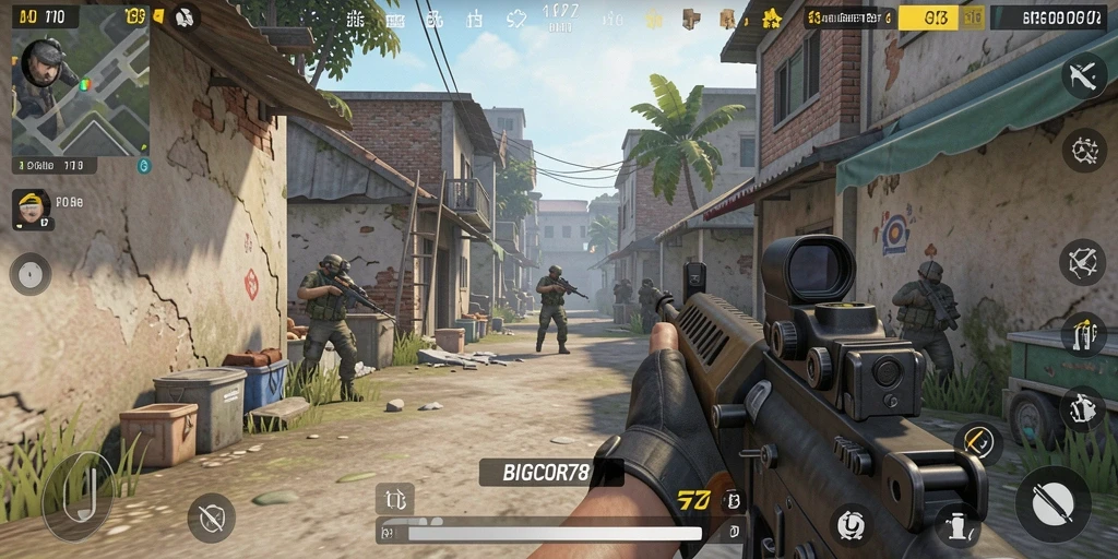 Screenshot utama BIGCOR78 menampilkan aksi gameplay FPS yang mendebarkan.