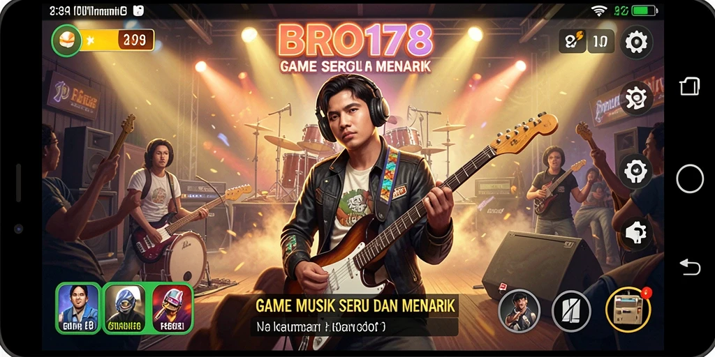 Tampilan gameplay seru BRO178 dengan banyak pilihan lagu.