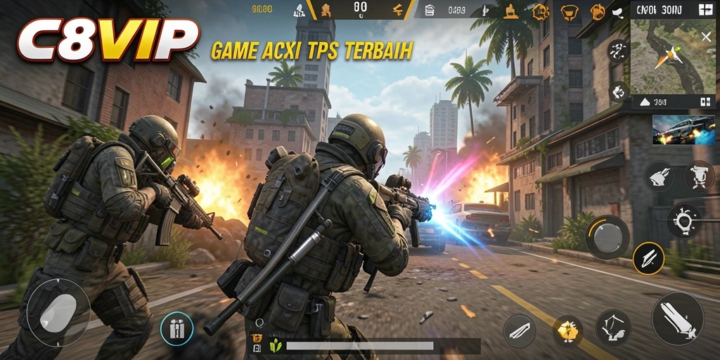 Gameplay C8VIP yang mendebarkan di dalam pertempuran TPS.