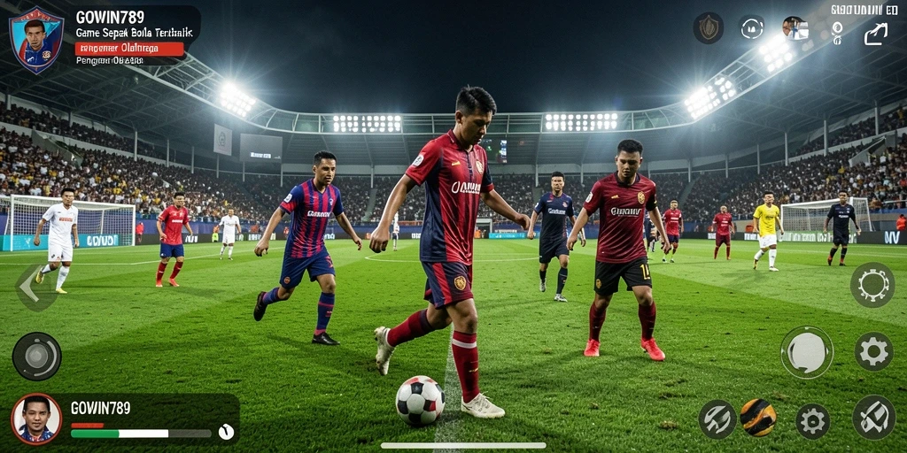 Gameplay GOWIN789 dengan aksi sepak bola yang seru dan mendebarkan.