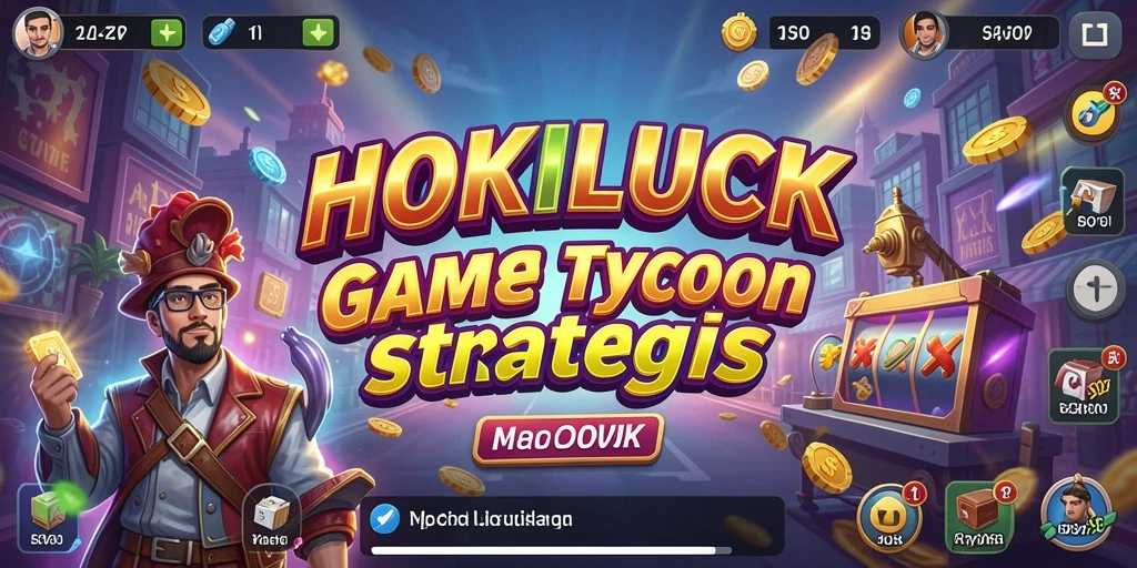 Screenshot gameplay HOKILUCK menampilkan suasana bisnis yang dinamis dan penuh warna.