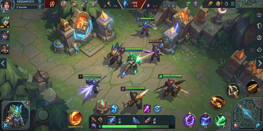 Tampilan gameplay KEBUNTOTO dengan karakter dan peta yang epik.