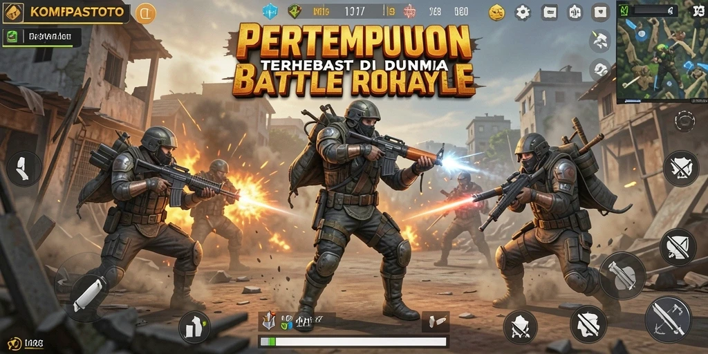 Screenshot gameplay <strong>KOMPASTOTO</strong> yang mendebarkan dalam mode Battle Royale.