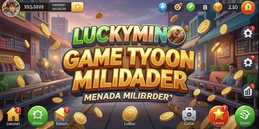 Tangkapan layar gameplay LUCKYMINO menampilkan pengelolaan bisnis yang seru.