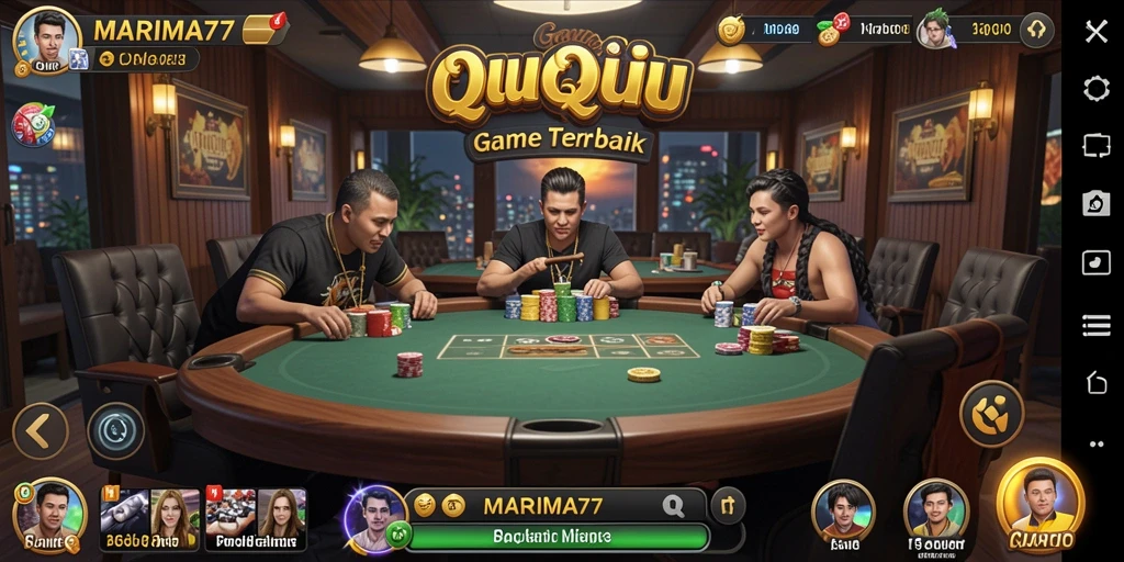 Tampilan gameplay seru dalam MARIMA77 yang penuh strategi QiuQiu.