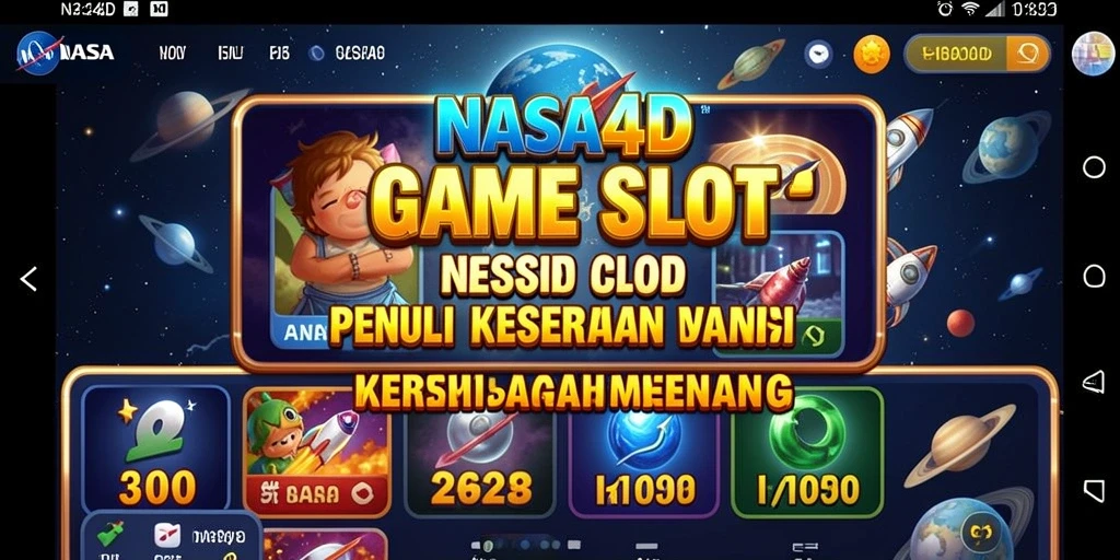 Screenshot gameplay <strong>NASA4D</strong> menampilkan mesin Slot yang menarik dengan berbagai simbol luar angkasa.