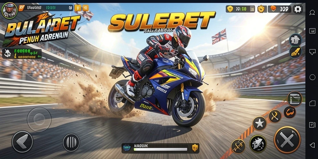 Tampilan gameplay menegangkan dalam balapan motor.