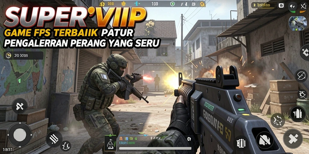 Gameplay SUPERVIP yang mendebarkan dalam aksi pertempuran FPS.