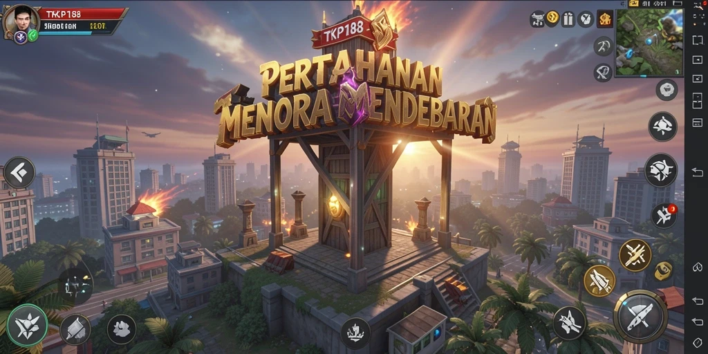 Tampilan gameplay seru dalam TKP188 dengan menara yang beragam.